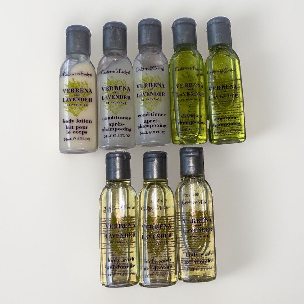 Crabtree Evelyn Verbena Lavender Travel Minis Shampoo Conditioner Lotion Lot 8